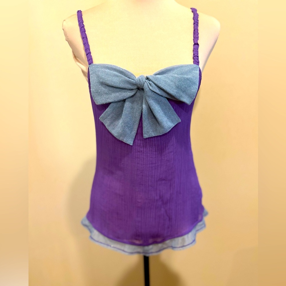 Kristina Ti  Purple Tank Front Grey Bow slightly Crinkled Material 
Size 42